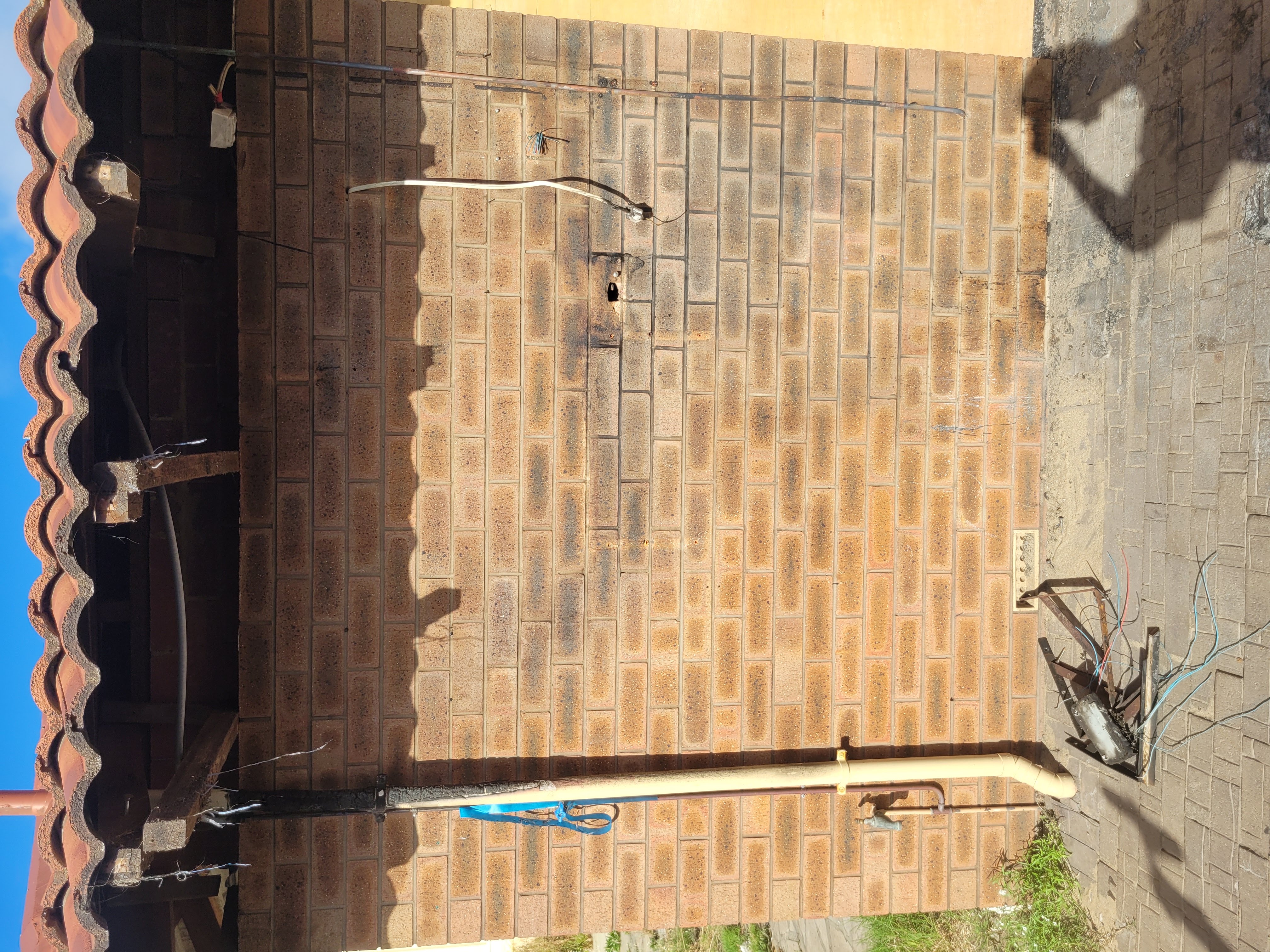 Clean brick exterior wall after laser soot removal