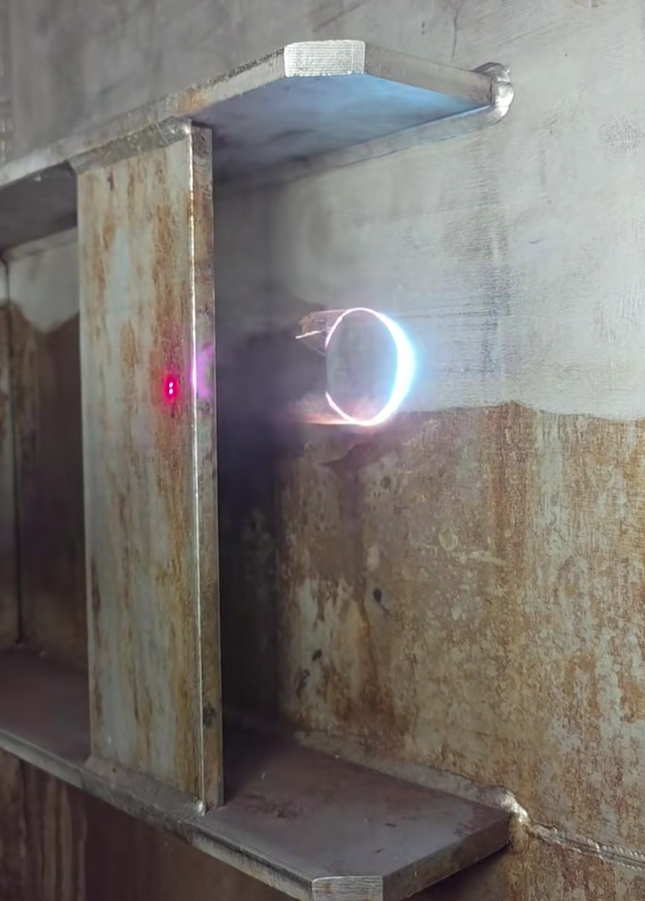 Food manufacturing stainless steel equipment during laser cleaning process