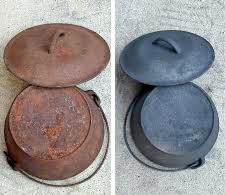 Cast iron cookware after laser cleaning showing bare iron surface